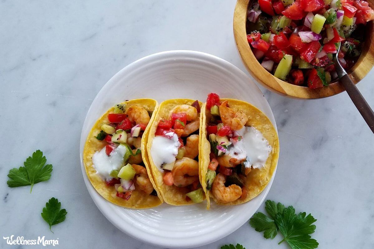 Zesty Shrimp Poblano Tacos With Kiwi Salsa