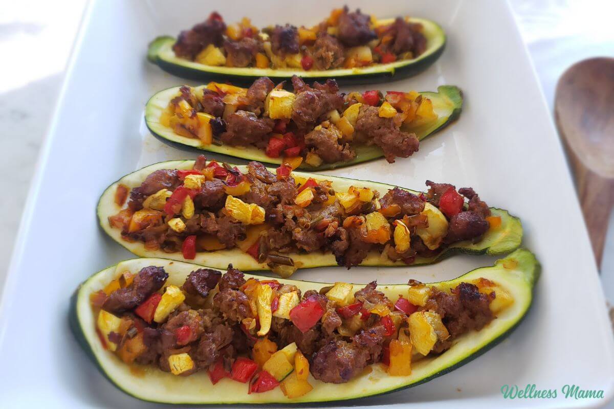 Sausage Stuffed Zucchini  Boats