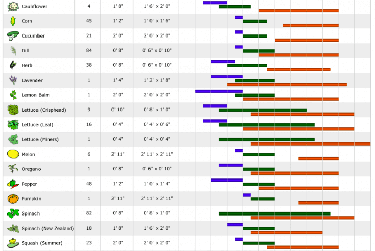 organic garden planting chart